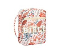 Floral Bible Case - Large Tote Zipper Organizer, Protective Carrier Storage Bag Style, Compact Pocket Comfort Aid, Case Functional Church Utility, Bible Pouch for Girls, Teens, Lady, Travel