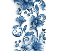 Floral Blue Design: 100 Unlined blank interior Pages, 6"x9" for Writing, Sketching, notes and creative ideas.