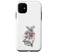 Floral Book & Bloom Bookish Lover Minimalist Line Art Floral Custodia per iPhone 11