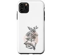 Floral Book & Bloom Bookish Lover Minimalist Line Art Floral Custodia per iPhone 11 Pro Max