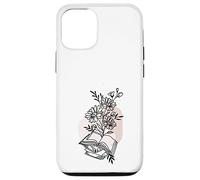 Floral Book & Bloom Bookish Lover Minimalist Line Art Floral Custodia per iPhone 12/12 Pro