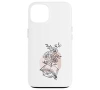 Floral Book & Bloom Bookish Lover Minimalist Line Art Floral Custodia per iPhone 13