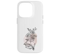 Floral Book & Bloom Bookish Lover Minimalist Line Art Floral Custodia per iPhone 14 Pro