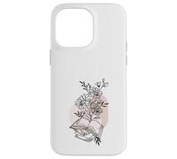 Floral Book & Bloom Bookish Lover Minimalist Line Art Floral Custodia per iPhone 14 Pro Max