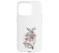 Floral Book & Bloom Bookish Lover Minimalist Line Art Floral Custodia per iPhone 15 Pro Max