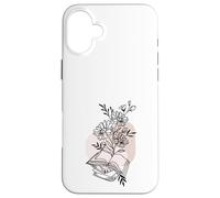 Floral Book & Bloom Bookish Lover Minimalist Line Art Floral Custodia per iPhone 16 Plus