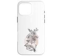 Floral Book & Bloom Bookish Lover Minimalist Line Art Floral Custodia per iPhone 16 Pro Max