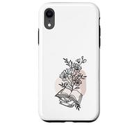 Floral Book & Bloom Bookish Lover Minimalist Line Art Floral Custodia per iPhone XR