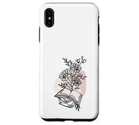 Floral Book & Bloom Bookish Lover Minimalist Line Art Floral Custodia per iPhone XS Max