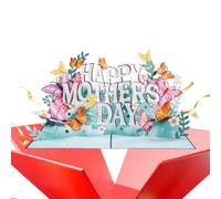 Floral Card, Mothers Day Gift Card, Butterfly Design with Detachable Message Insert, Luxury Paper Greeting Cards Set, Romantic Flower Theme Style, Celebration Accessories for Women and Family