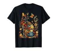 Floral Cat And Garden Spring Butterfly Cottagecore Aesthetic Maglietta