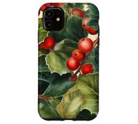 Floral Christmas Pattern For Grandma Red Holly Berries Custodia per iPhone 11