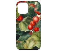 Floral Christmas Pattern For Grandma Red Holly Berries Custodia per iPhone 12 mini