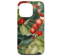 Floral Christmas Pattern For Grandma Red Holly Berries Custodia per iPhone 13 Pro