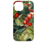Floral Christmas Pattern For Grandma Red Holly Berries Custodia per iPhone 14