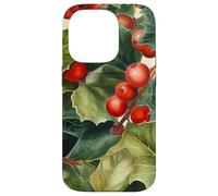 Floral Christmas Pattern For Grandma Red Holly Berries Custodia per iPhone 14 Pro