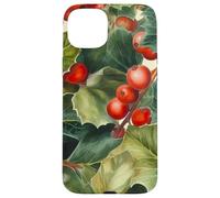 Floral Christmas Pattern For Grandma Red Holly Berries Custodia per iPhone 15 Plus