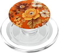 Floral Cottagecore Flower anni '70 Groovy Boho Arancione bruciato PopSockets PopGrip per MagSafe