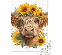 Floral Cow Head Art Print Puzzle Impossible 1000 Pezzi Decorazione Per La Casa. Rilassamento E Intelligence Per Adulti E Bambini Da 12 Anni 38x26cm/1000pcs