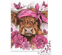 Floral Cow Illustration-1 Jigsaw Puzzle Impossible 1000Pcs Decorazione Per La Casa. Giochi Rilassamento E Intelligence Per Adulti E Ragazzi Da 14 Anni 38x26cm/1000pcs