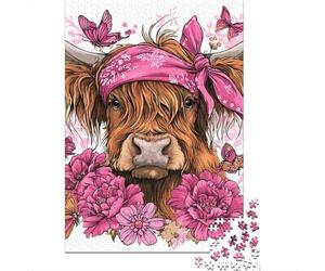 Floral Cow Illustration-1 Jigsaw Puzzle Impossible 1000Pcs Decorazione Per La Casa. Giochi Rilassamento E Intelligence Per Adulti E Ragazzi Da 14 Anni 38x26cm/1000pcs