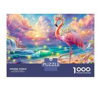 Floral Crowned Flamingo by The Sea Puzzle Da 1000 Pezzi Fairyland Flamingo Gioco Classico Per Bambini E Adulti, Riciclato 38x26cm/1000pcs