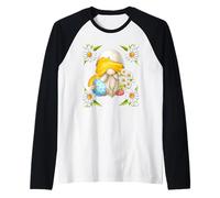 Floral Daisy Flower Design for Women Cute Easter Day GNOME Maglia con Maniche Raglan