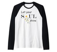 Floral Daisy Flower, Inspirational, Let Your Soul Shine Maglia con Maniche Raglan