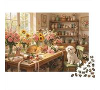 Floral Decor Puzzles per Anziani 1000 Piece Recyclable Flower Shop Jigsaw Puzzles Puzzle Game Props Impossibile Difficile e Stimolante Activity 38x26cm/1000pcs