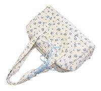 Floral Duffle Bag, Large-Capacity Flower Tote Bag, 11.81 Inch Stylish Design with Bow Accent, Spacious Storage, Waterproof Shoulder Purse for Travel and Beach Use