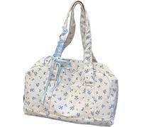 Floral Duffle Bag, Large-Capacity Flower Tote Bag, Waterproof Shoulder Purse with Bow, Cute Carry- Weekender Pouch, Soft Luggage for Beach, Yoga, Workout, Hospital