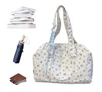 Floral Duffle Bag, Large Capacity Tote, 11.81x9.06in Waterproof Shoulder Purse, Cute Bow Accent, Soft Authentic Material for Carry On, Beach, Yoga, Workout, Hospital Use