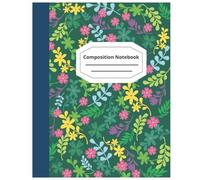 Floral Essence Composition Ruled Notebook: - College Ruled, "7.5 X 9.25", Perfect for School, Home, Office, & Ideal for Gifts, and College Use