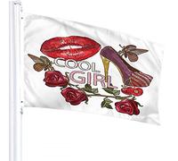 Floral Flag 3x5 FT Cool Girl Red Lips High Heels Butterfly Leaf Rose Flower Cherry Outdoor Flags Large Welcome Yard Banners Home Garden Yard Lawn Decor