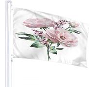 Floral Flag 3x5 FT Watercolor Flower Pink Roses Bud Leaf for Wedding Valentine's Day Outdoor Flags Large Welcome Yard Banners Home Garden Yard Lawn Decor