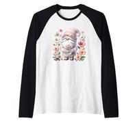 Floral Flower GNOME Dad Graphic for Florist Gardening Mom Maglia con Maniche Raglan