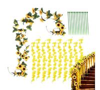 Floral Garland - Artificial Sunflower Vine, Green Leaf Decor