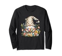 Floral GNOME Easter Flowers Graphic with Cute Butterflies Maglia a Manica