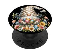 Floral Gnome Easter Flowers Graphic With Cute Butterflies PopSockets PopGrip Adesivo