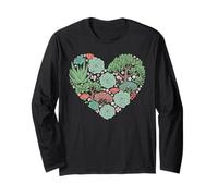 Floral Heart Succulent Botanical Watercolor Aesthetic Maglia a Manica