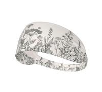 Floral Herbs Botanical Incisione Stampa One-Pack Confortevole Elastico Esercizio Fascia Atletica 10,9 x 34 cm Morbido e Traspirante