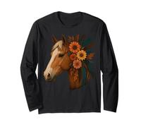 Floral Horse Love Horse Mom Cute Equestrian Lover Woman Girl Maglia a Manica