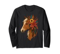 Floral Horse Lover Funny Horse Riding Woman Girl Chrismtas Maglia a Manica