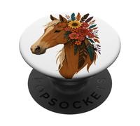 Floral Horse Lover Funny Horse Riding Woman Girl Chrismtas PopSockets PopGrip Adesivo