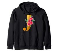 Floral J Alphabet Cute Initial Monogram Letter J Graphic Felpa con Cappuccio