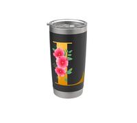Floral L Alphabet Cute Initial Monogram Letter L Graphic Bicchiere termico in acciaio inox doppia parete