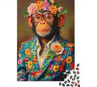 Floral Monkey Suit 1000 Componenti Carta Ecologica Puzzle Familiare Facile Da Pulire Portatile Livello Di Difficoltà Equilibrato Loisirs A Casa 38x26cm/1000pcs