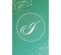 Floral Monogram Journal Elegant Lined Notebook with Letter I Cover Gradient Green and White Journal 6 X 9 Inches Perfect Gift for Women and Girls