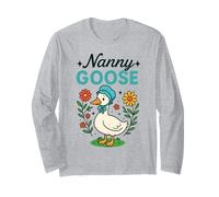 Floral Nanny Goose Cute Silly Goose Mother's Day Womens Maglia a Manica