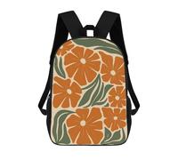 Floral Pattern with Orange Flowers And Leaves Zaino Per Bambini Zaino Scolastico Borsa Scolastica Borsa Scolastica Alla Moda Stampata in 3D Per Ragazzi Studenti Delle Scuole Elementari E Medie 17inch